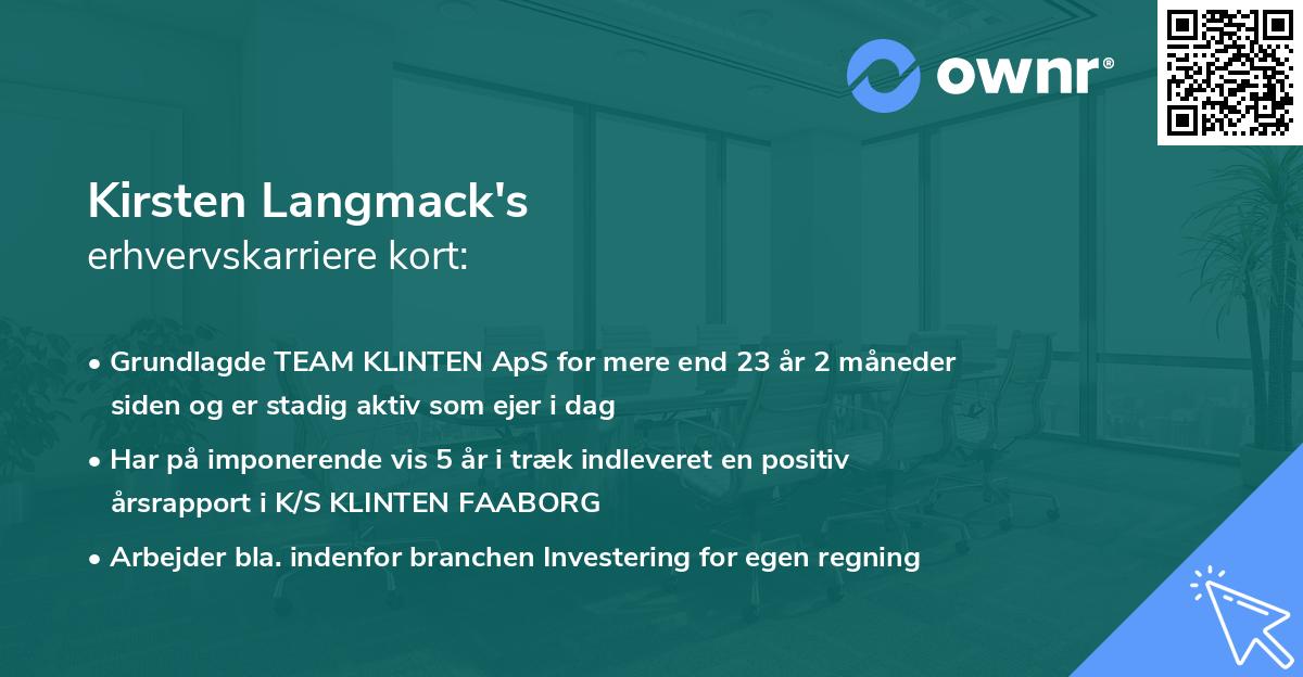 Kirsten Langmack's erhvervskarriere kort