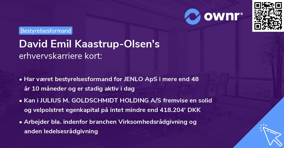 David Emil Kaastrup-Olsen's erhvervskarriere kort