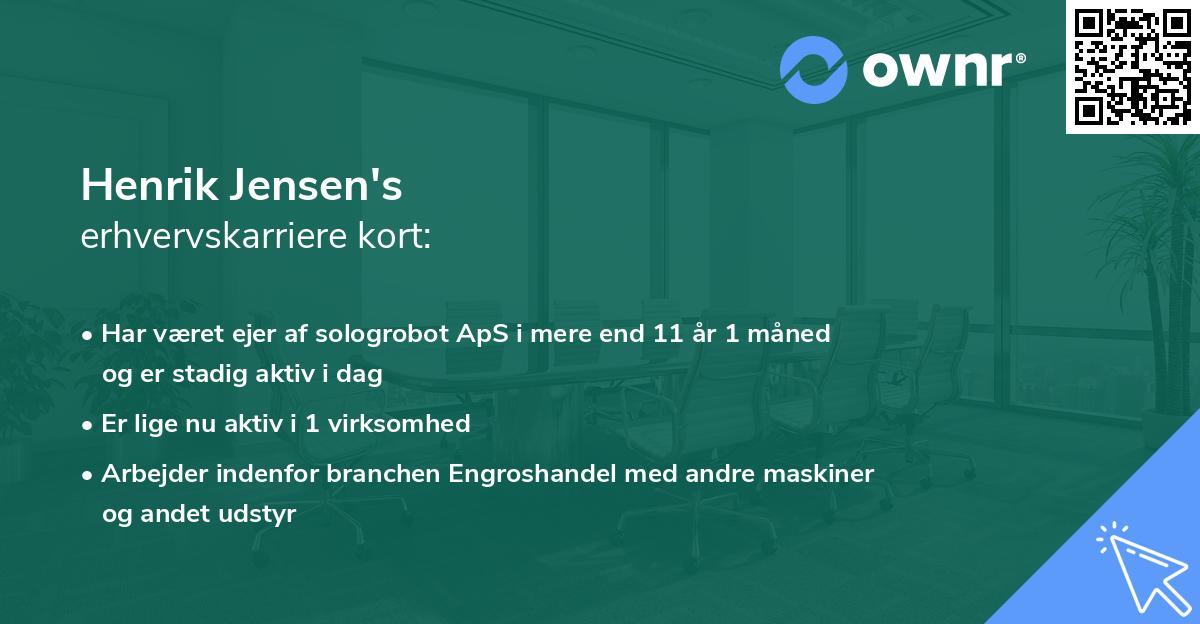 Henrik Jensen's erhvervskarriere kort