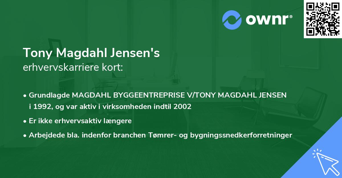 Tony Magdahl Jensen's erhvervskarriere kort