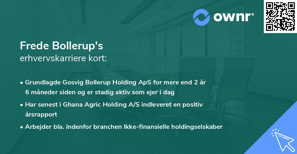 Frede Bollerup's erhvervskarriere kort