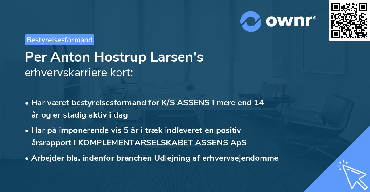 Per Anton Hostrup Larsen's erhvervskarriere kort