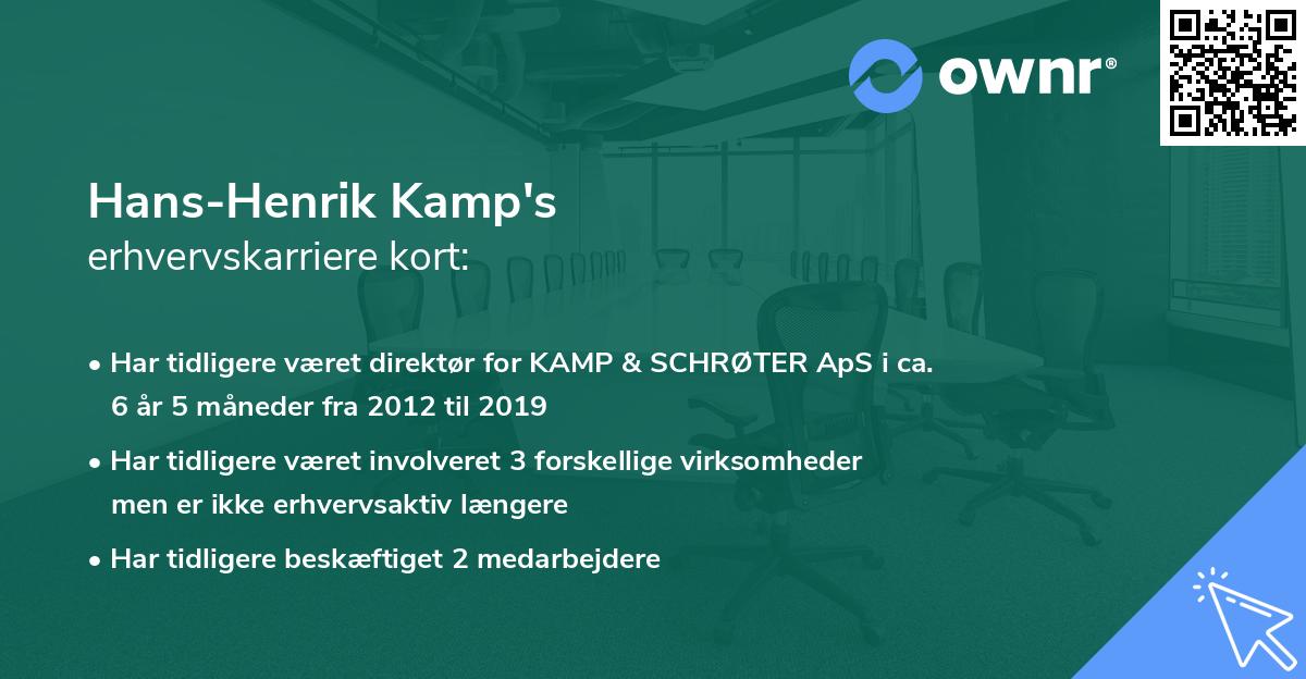 Hans-Henrik Kamp's erhvervskarriere kort