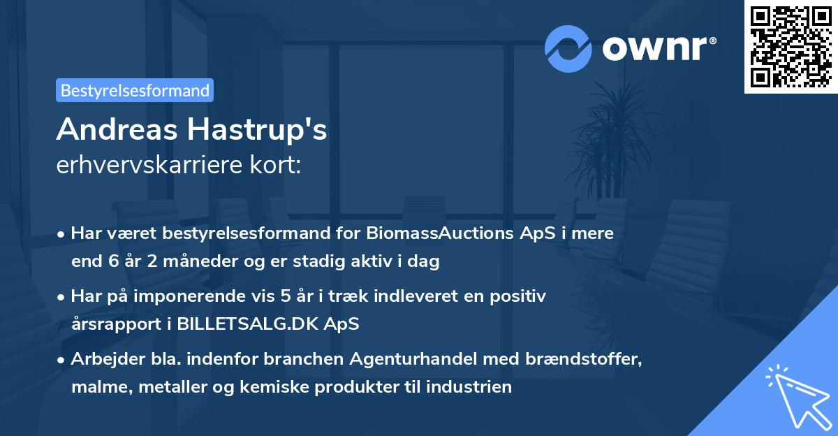 Andreas Hastrup's erhvervskarriere kort