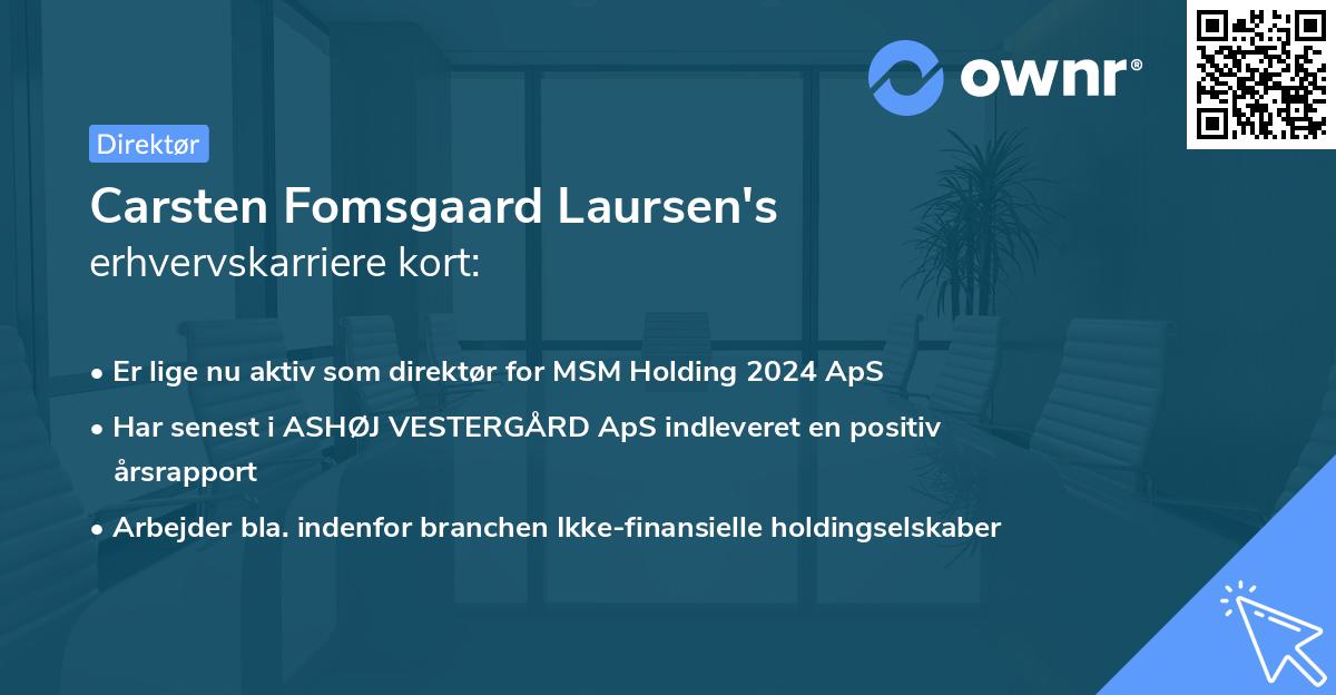 Carsten Fomsgaard Laursen's erhvervskarriere kort