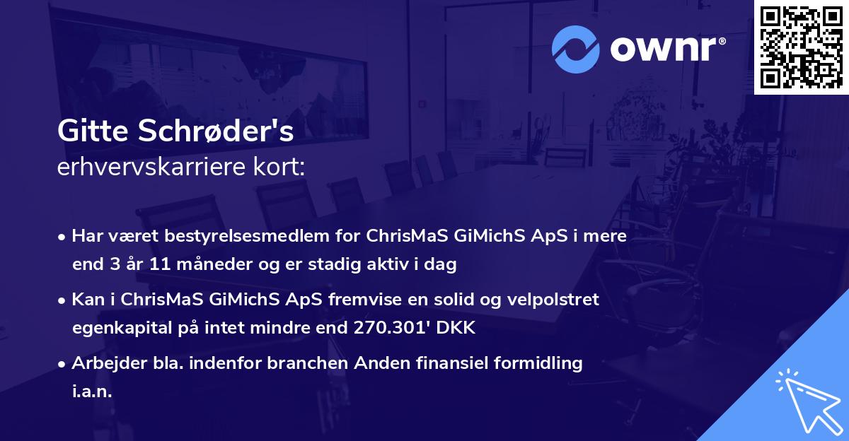Gitte Schrøder's erhvervskarriere kort