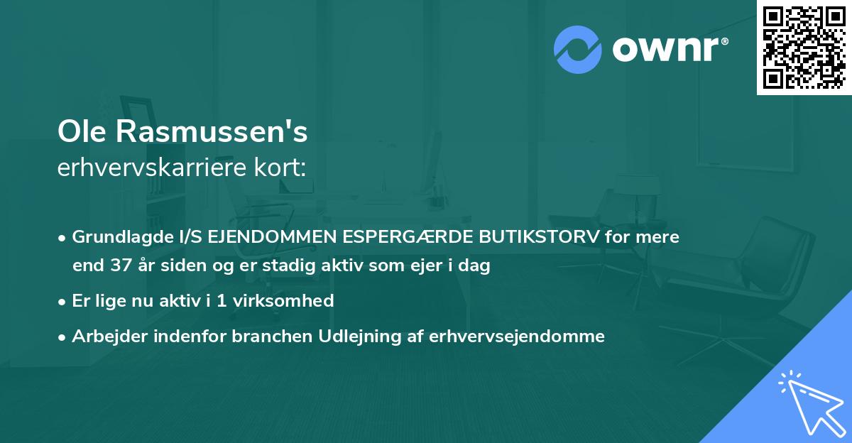 Ole Rasmussen's erhvervskarriere kort