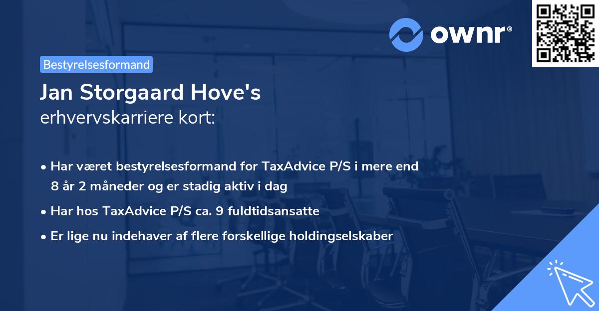 Jan Storgaard Hove's erhvervskarriere kort