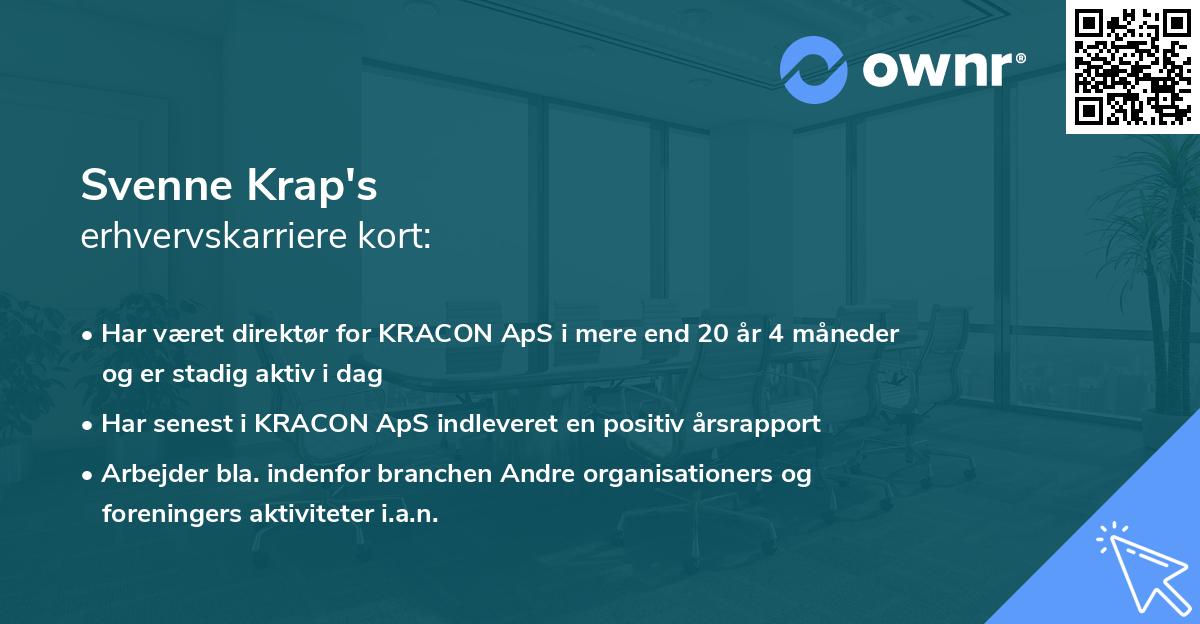 Svenne Krap's erhvervskarriere kort