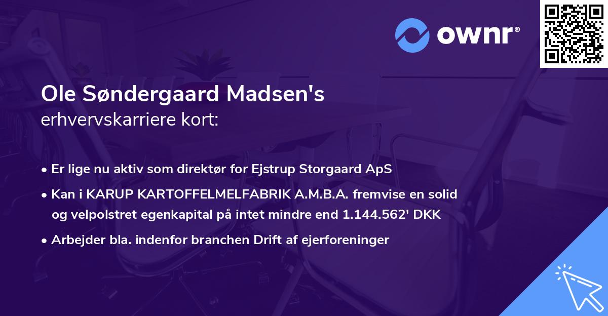 Ole Søndergaard Madsen's erhvervskarriere kort