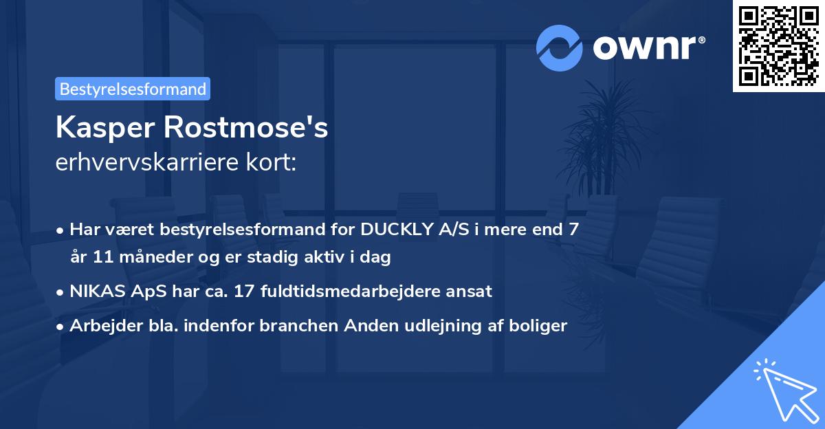 Kasper Rostmose's erhvervskarriere kort