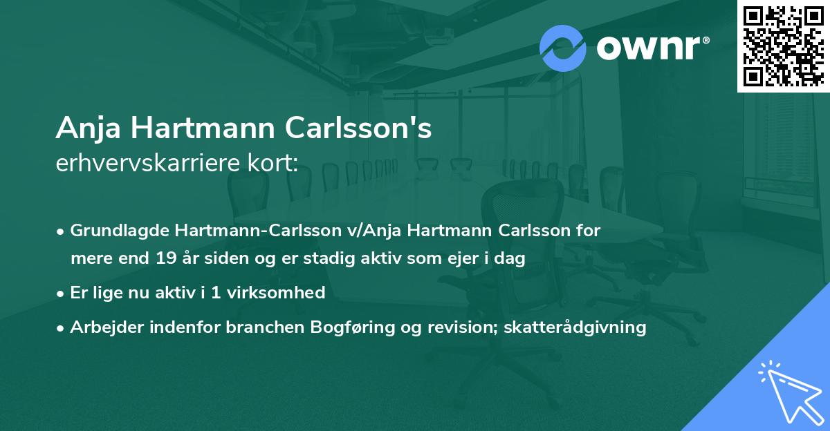 Anja Hartmann Carlsson's erhvervskarriere kort