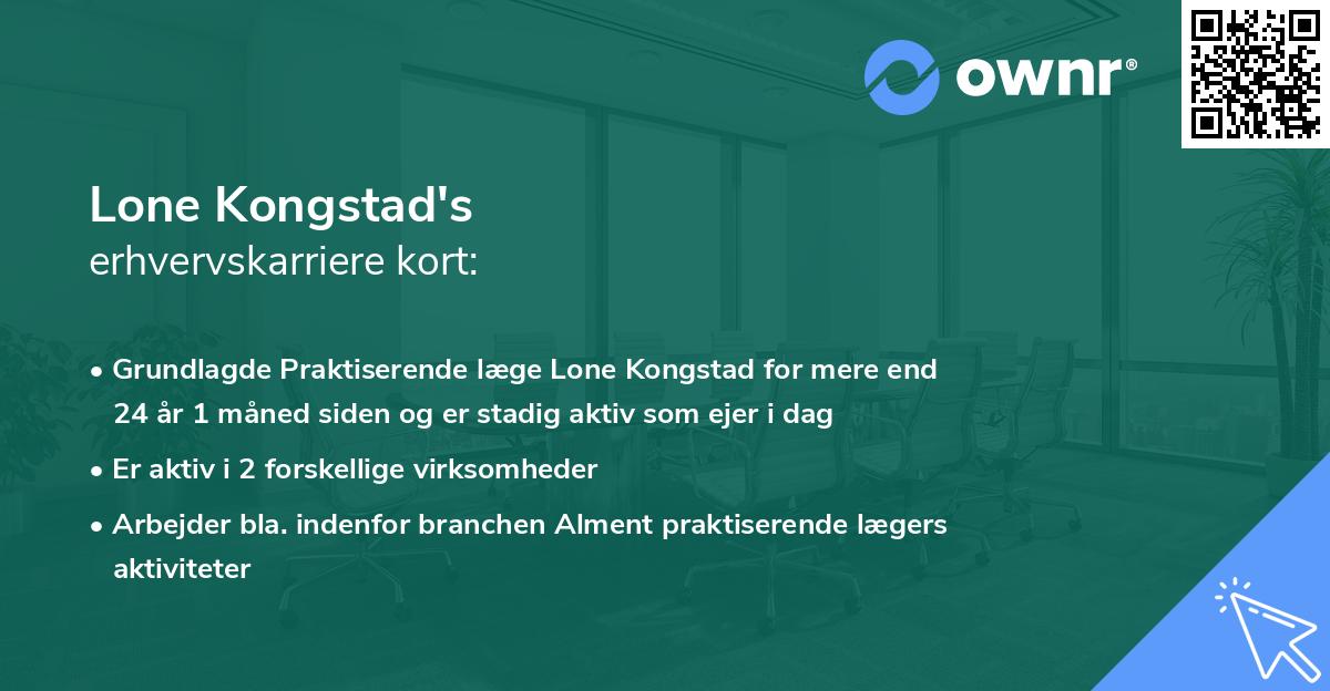 Lone Kongstad's erhvervskarriere kort