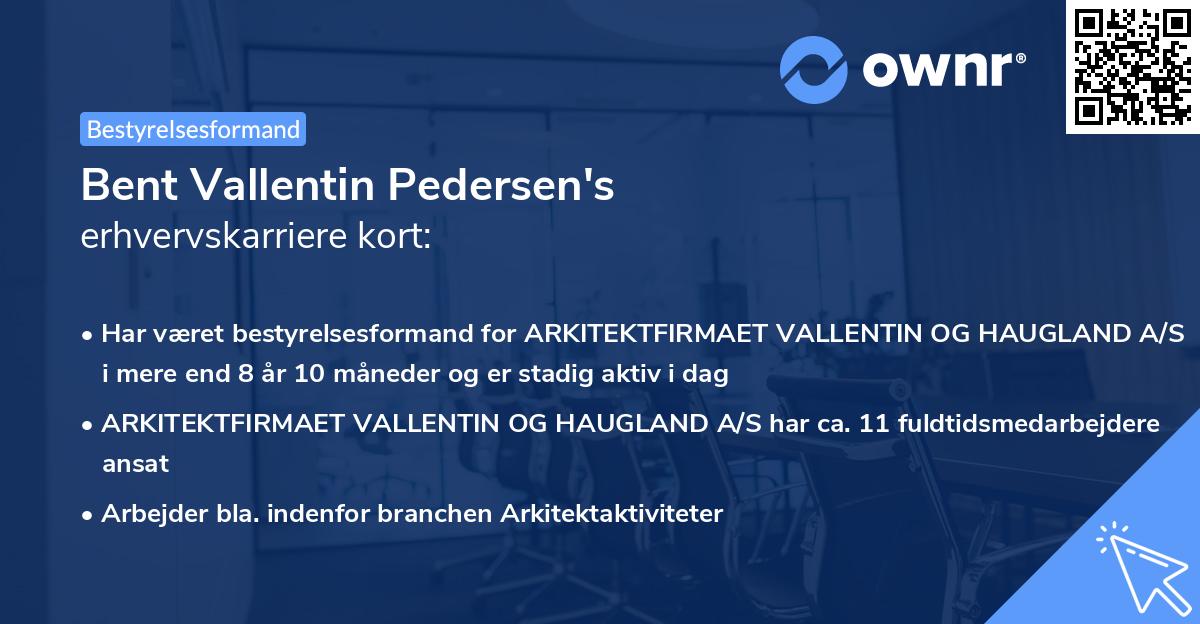 Bent Vallentin Pedersen's erhvervskarriere kort