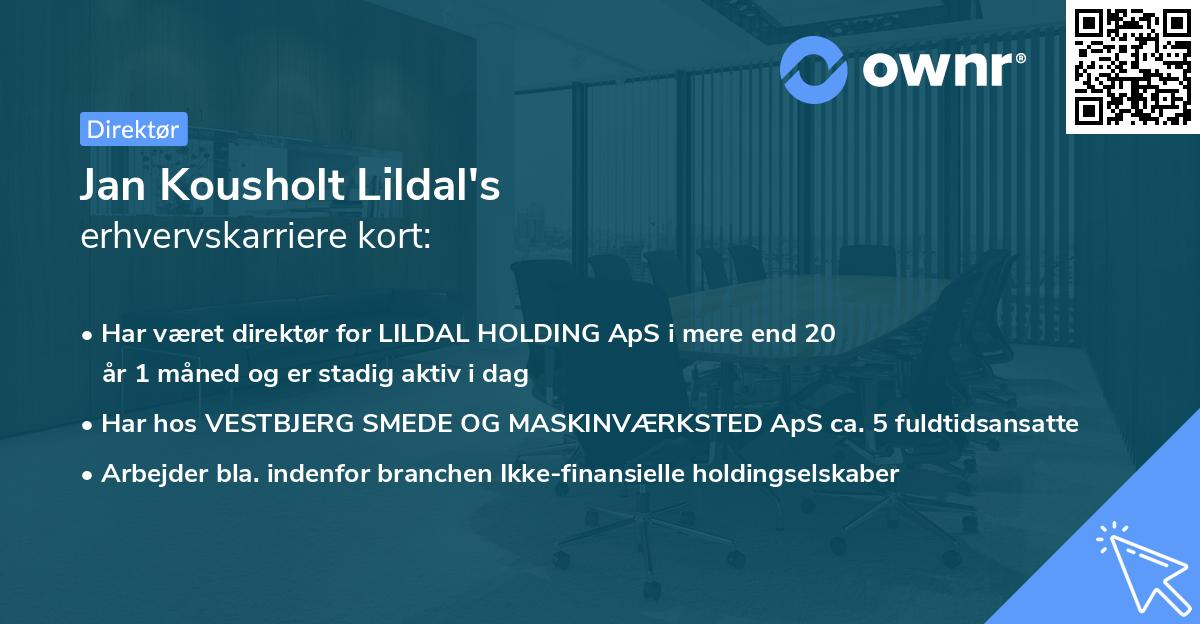Jan Kousholt Lildal's erhvervskarriere kort