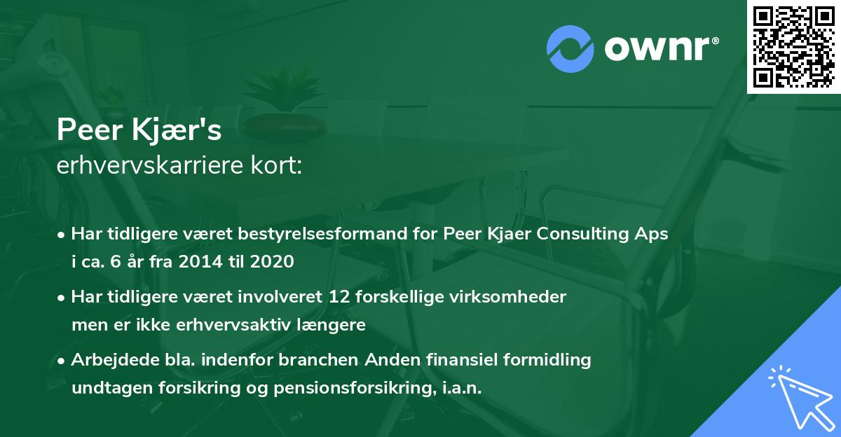 Peer Kjær's erhvervskarriere kort