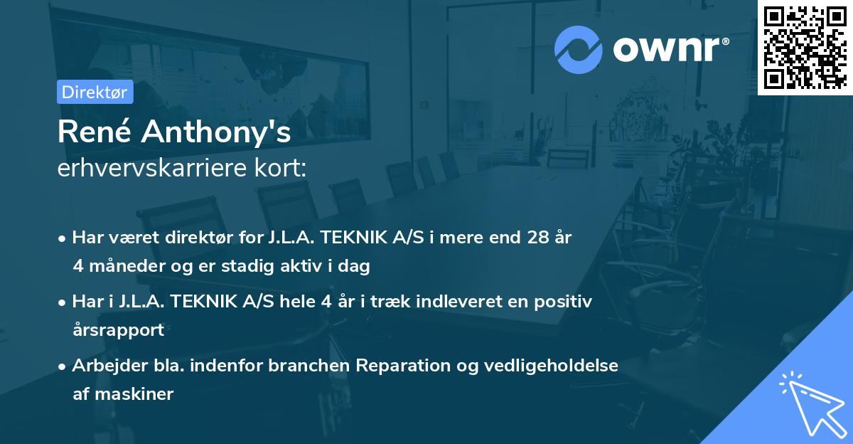 René Anthony's erhvervskarriere kort