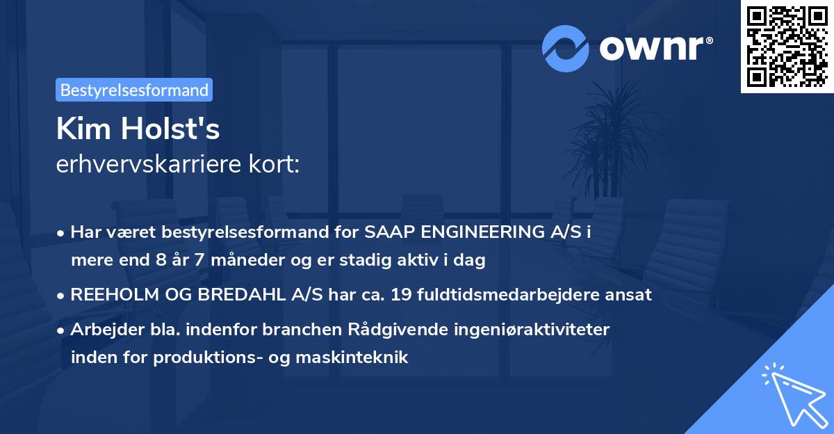 Kim Holst's erhvervskarriere kort