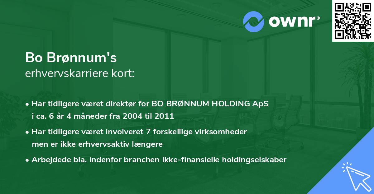 Bo Brønnum's erhvervskarriere kort