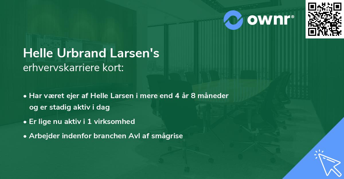 Helle Urbrand Larsen's erhvervskarriere kort