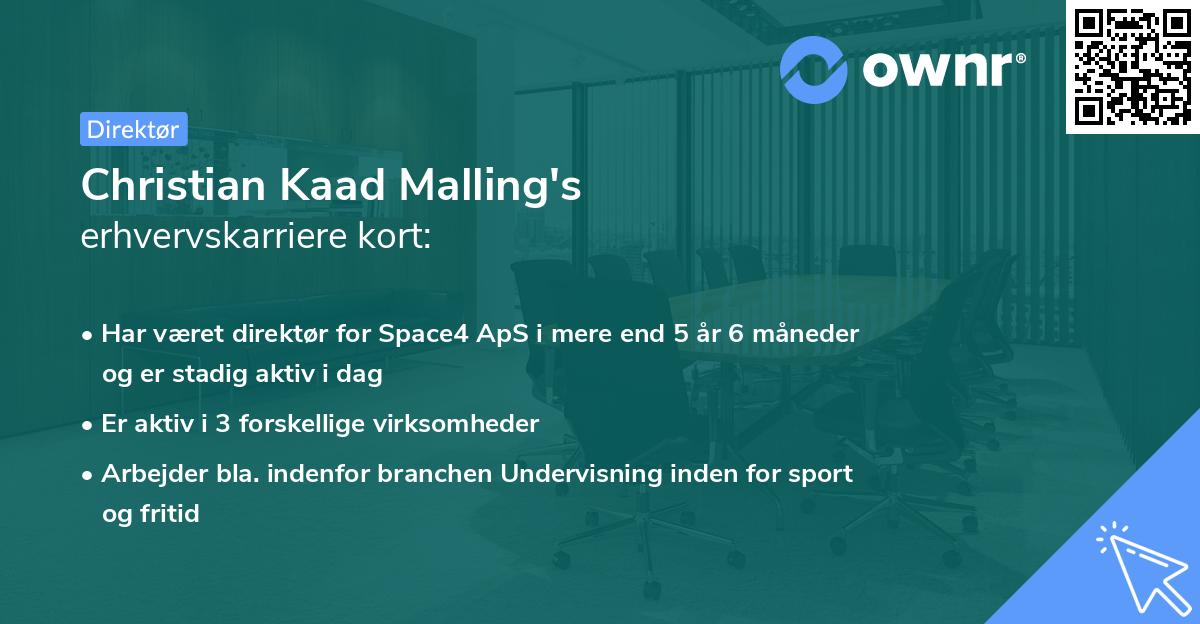 Christian Kaad Malling's erhvervskarriere kort
