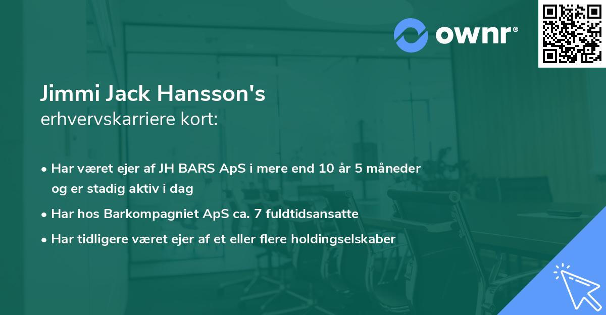 Jimmi Jack Hansson's erhvervskarriere kort