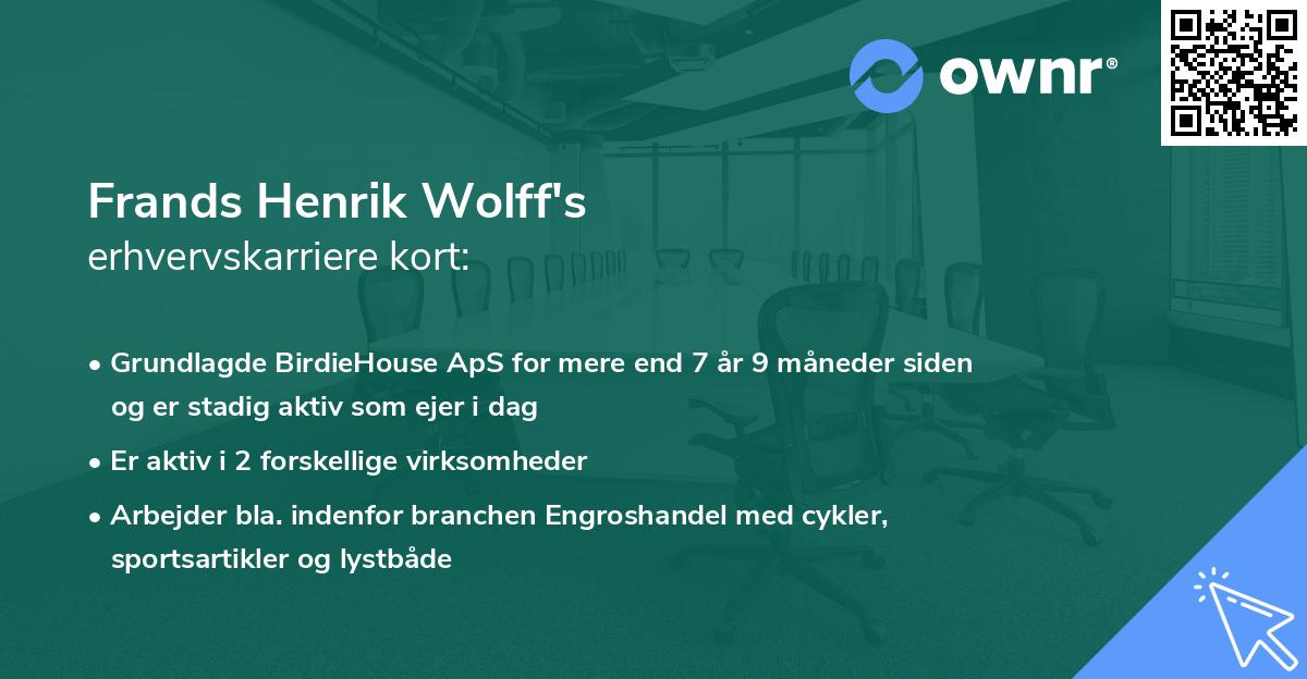 Frands Henrik Wolff's erhvervskarriere kort