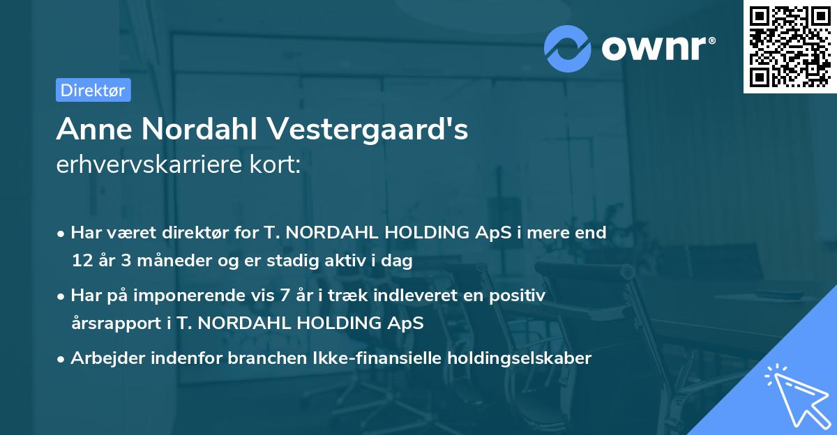 Anne Nordahl Vestergaard's erhvervskarriere kort