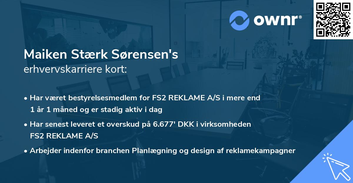 Maiken Stærk Sørensen's erhvervskarriere kort
