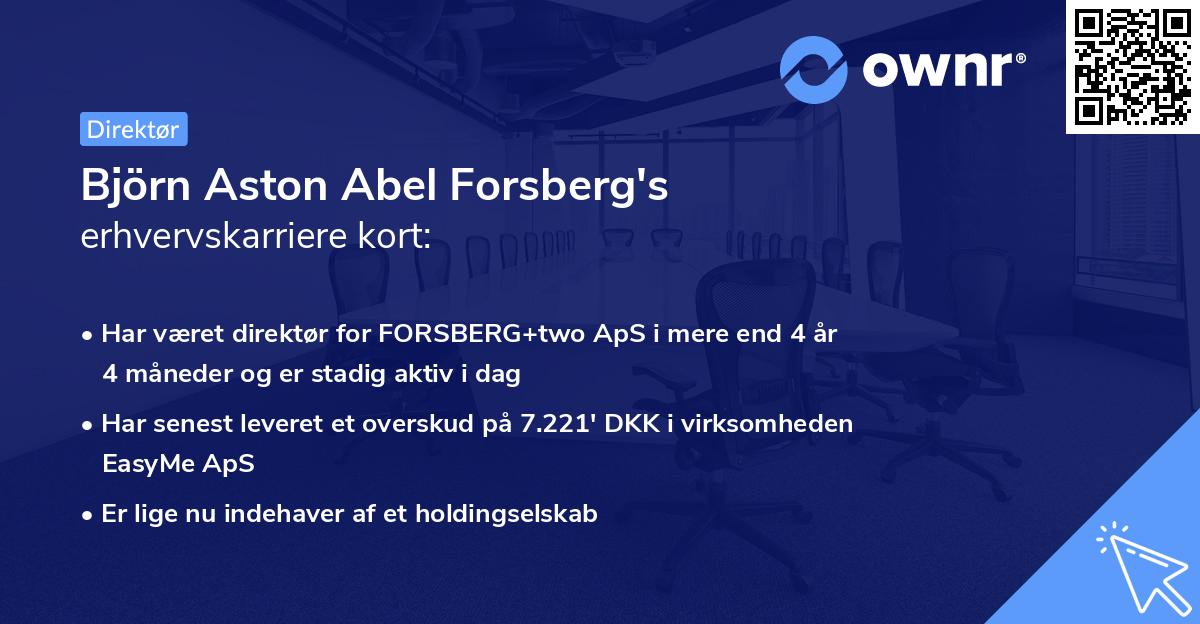 Björn Aston Abel Forsberg's erhvervskarriere kort