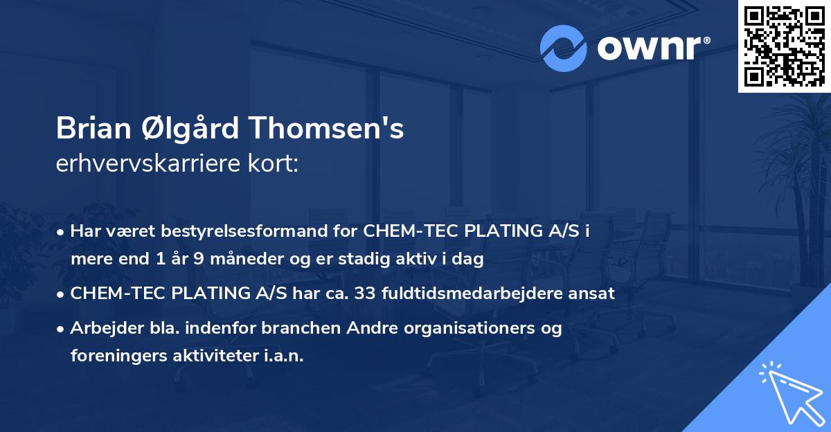 Brian Ølgård Thomsen's erhvervskarriere kort