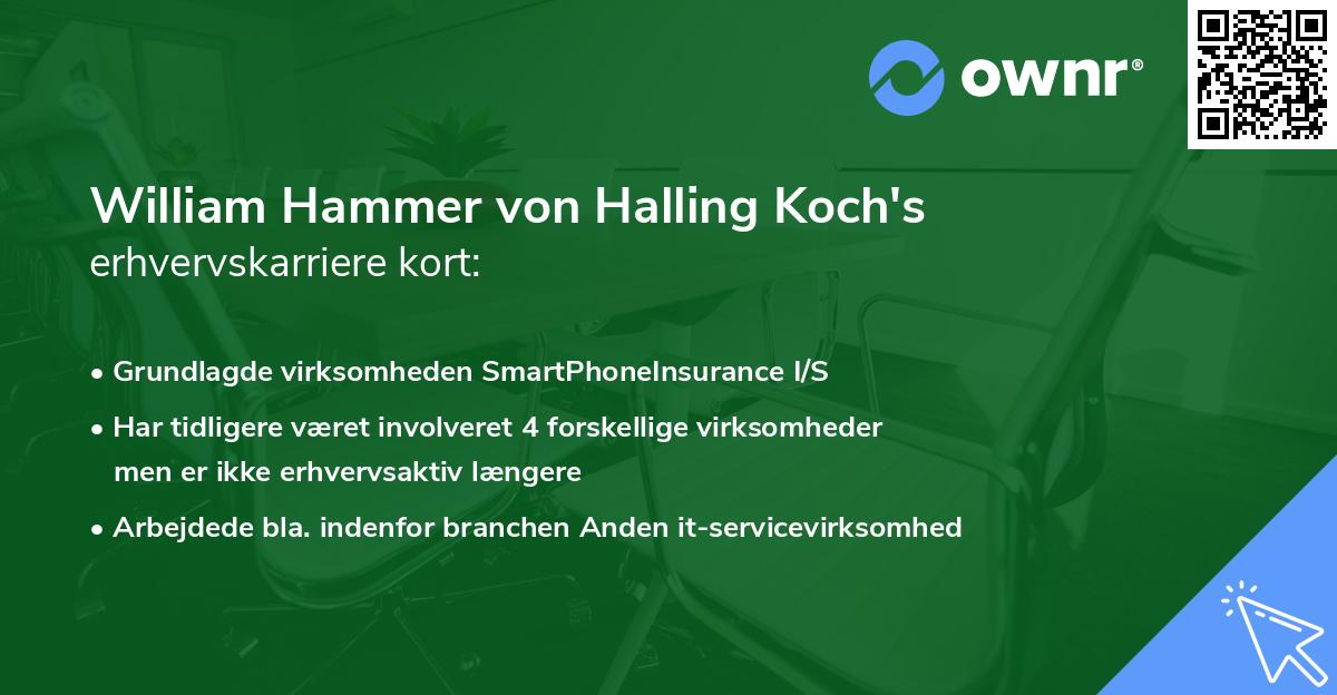 William Hammer von Halling Koch's erhvervskarriere kort