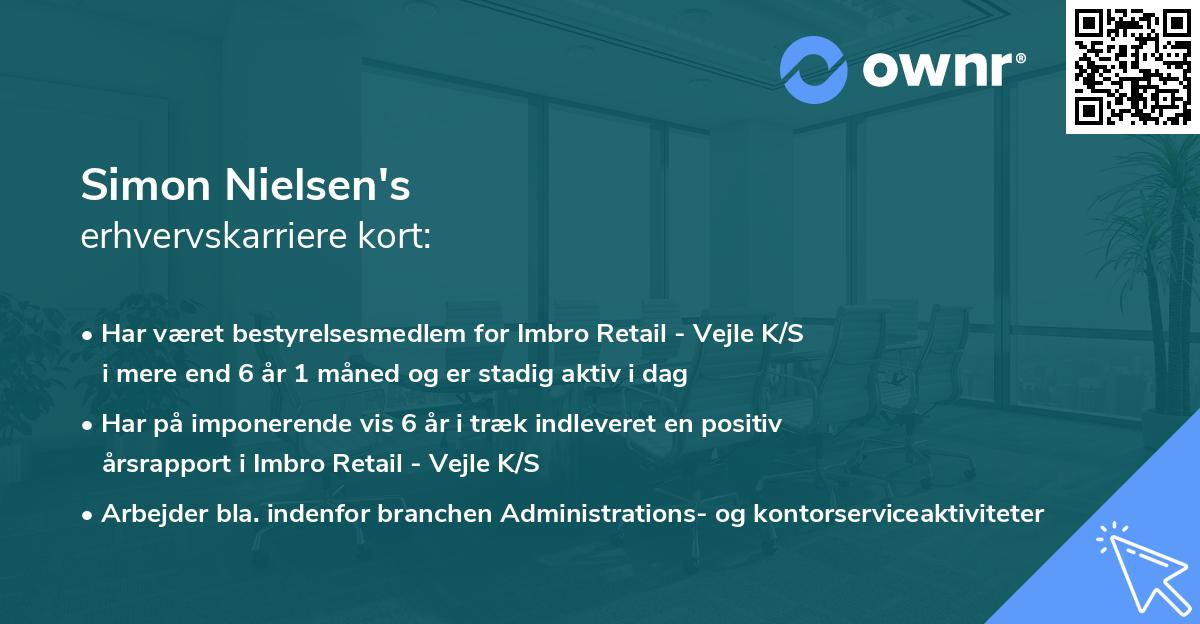 Simon Nielsen's erhvervskarriere kort
