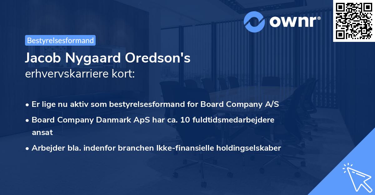 Jacob Nygaard Oredson's erhvervskarriere kort
