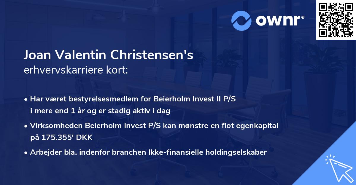 Joan Valentin Christensen's erhvervskarriere kort