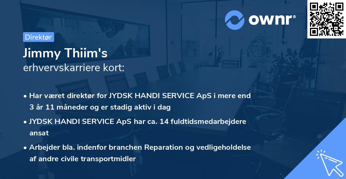 Jimmy Thiim's erhvervskarriere kort
