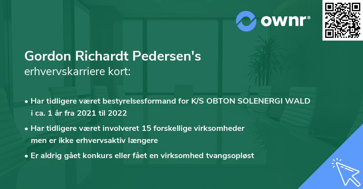 Gordon Richardt Pedersen's erhvervskarriere kort
