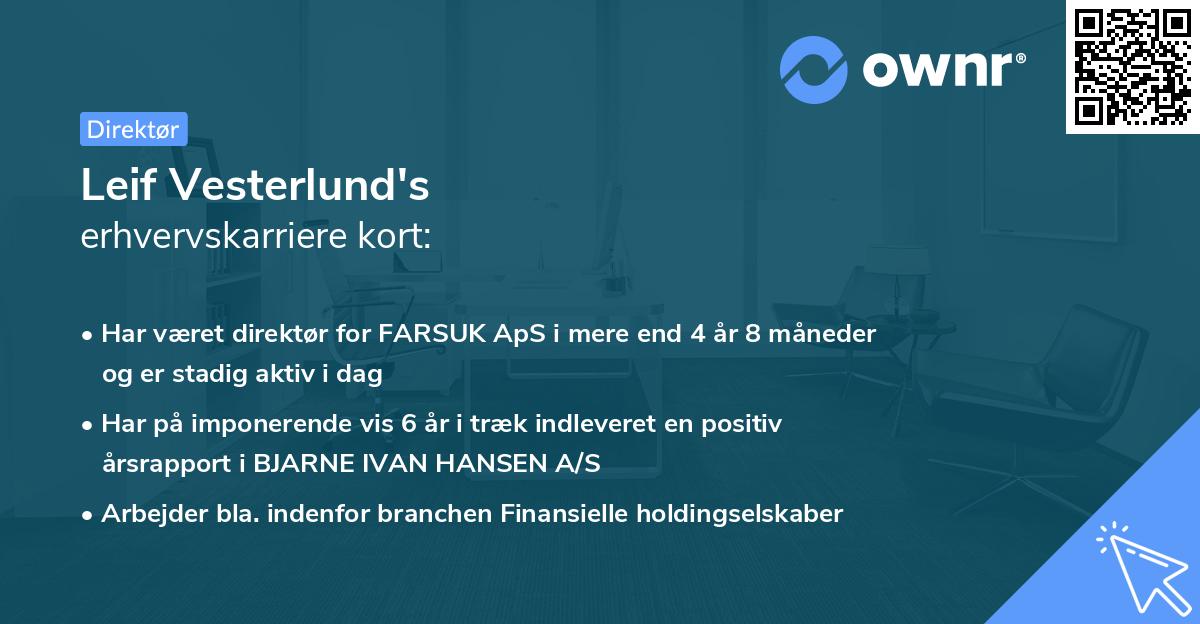 Leif Vesterlund's erhvervskarriere kort