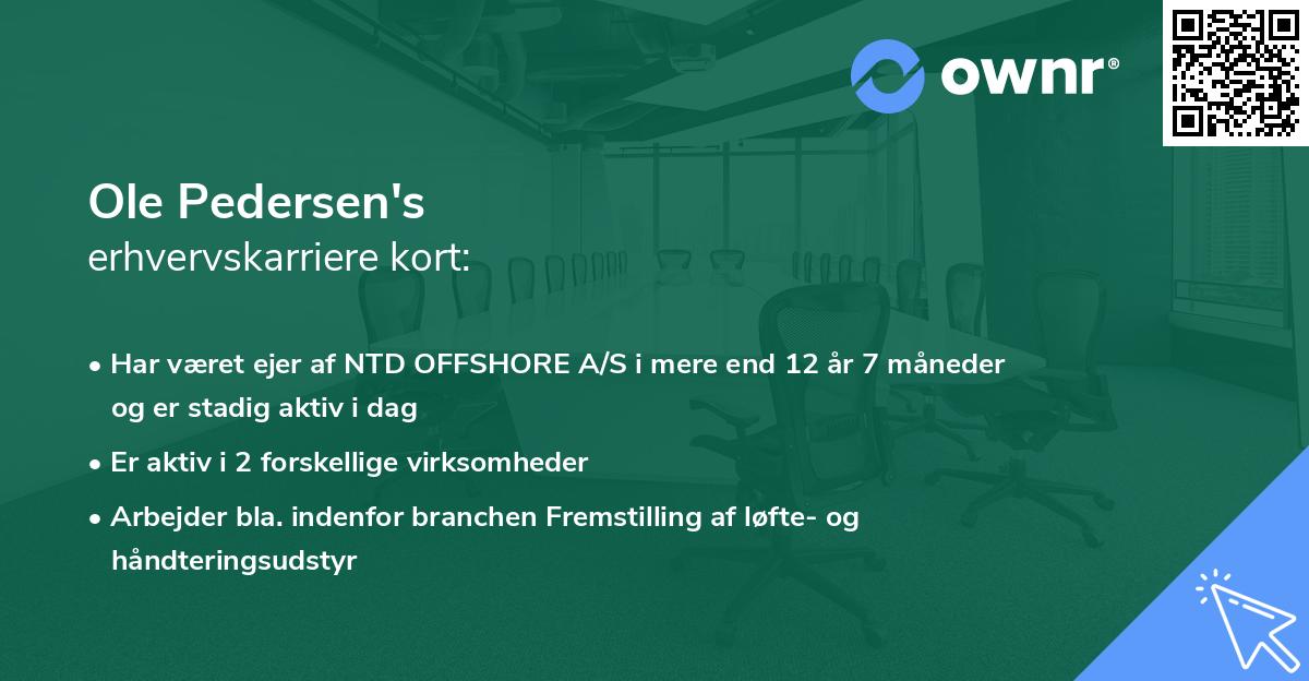 Ole Pedersen's erhvervskarriere kort