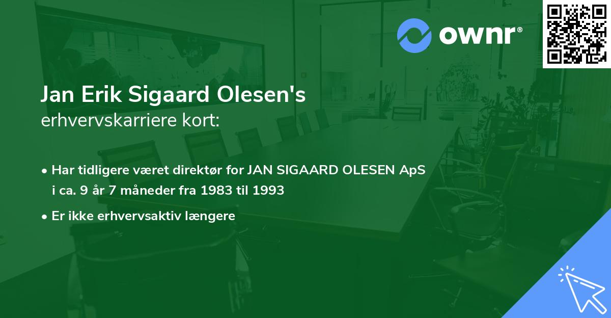 Jan Erik Sigaard Olesen's erhvervskarriere kort