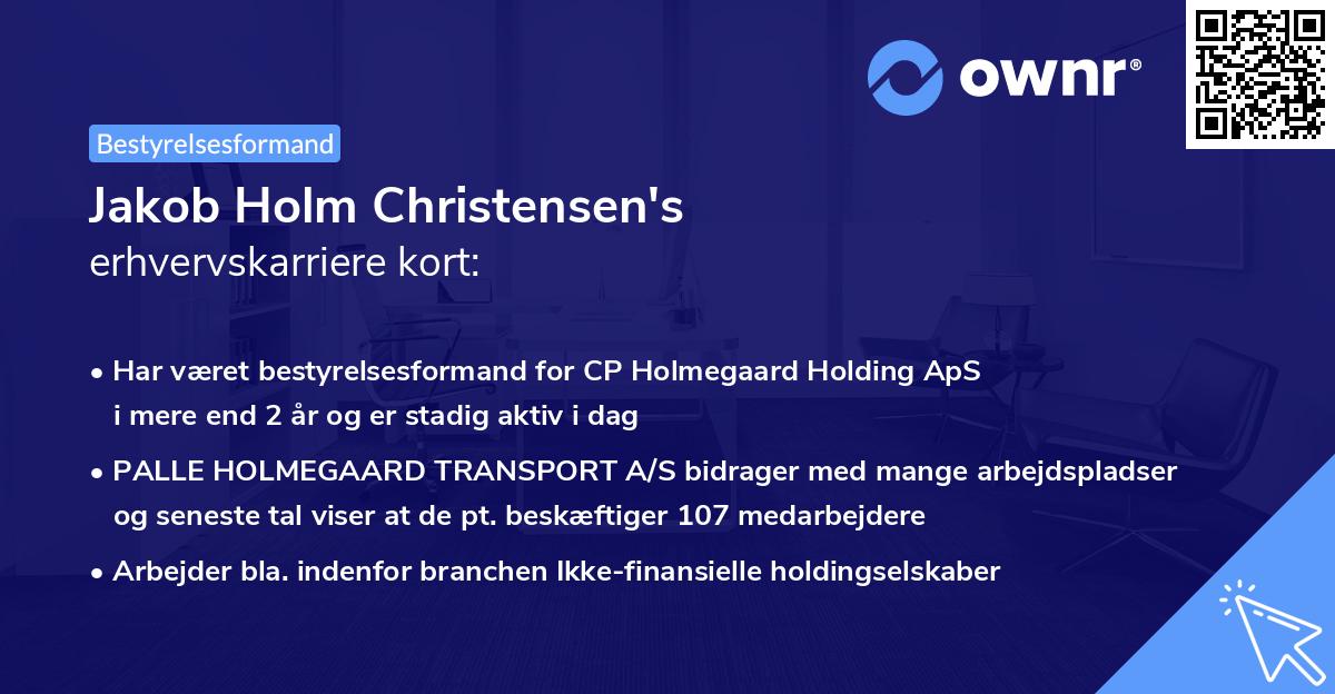 Jakob Holm Christensen's erhvervskarriere kort