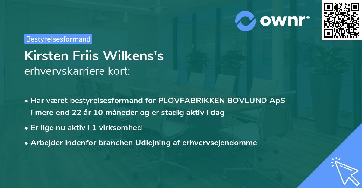 Kirsten Friis Wilkens's erhvervskarriere kort
