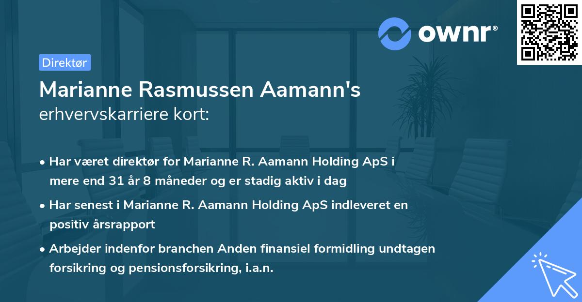 Marianne Rasmussen Aamann's erhvervskarriere kort