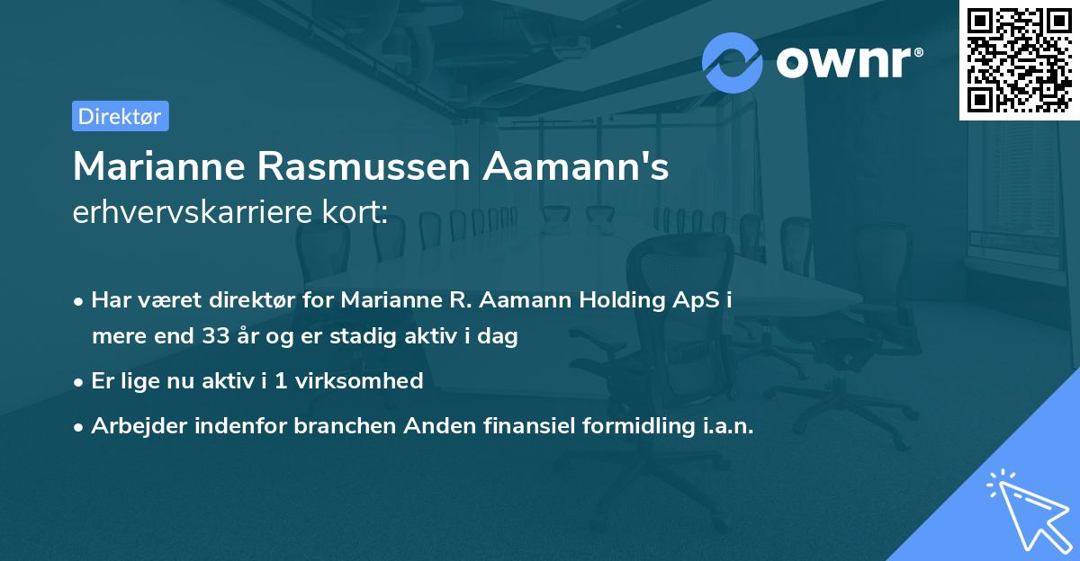 Marianne Rasmussen Aamann's erhvervskarriere kort