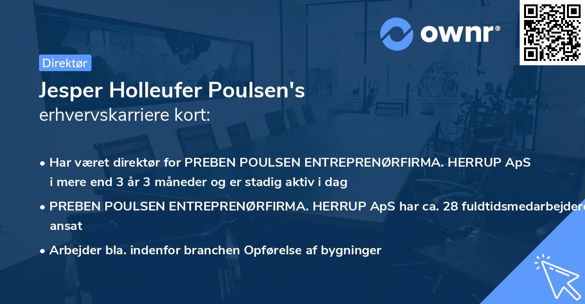 Jesper Holleufer Poulsen's erhvervskarriere kort