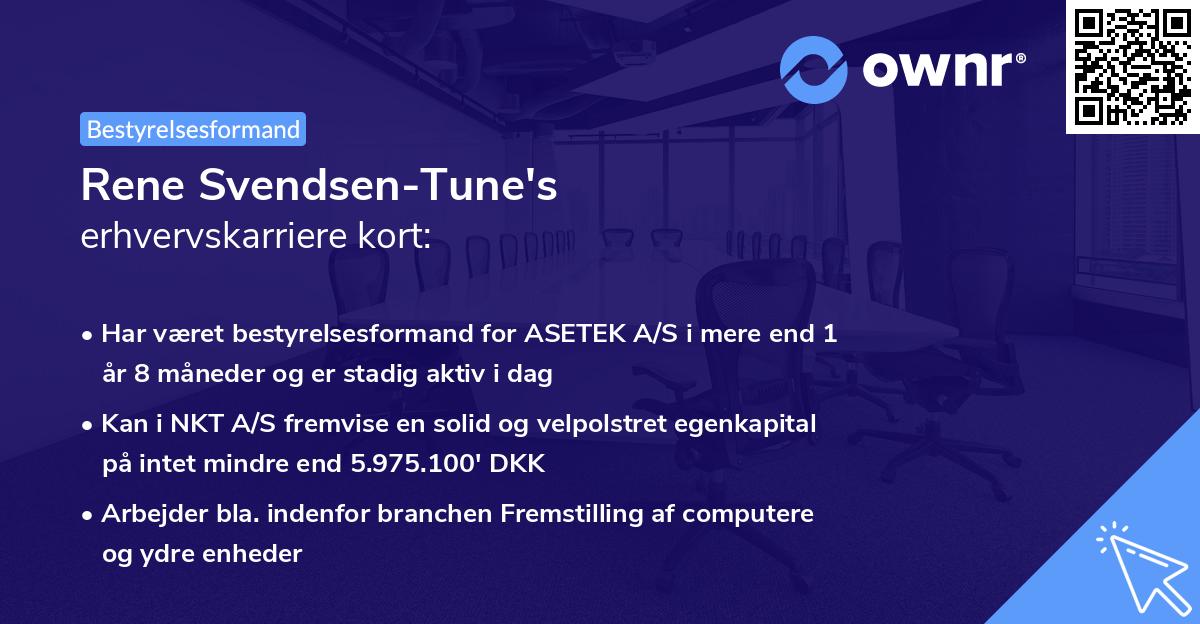 Rene Svendsen-Tune's erhvervskarriere kort