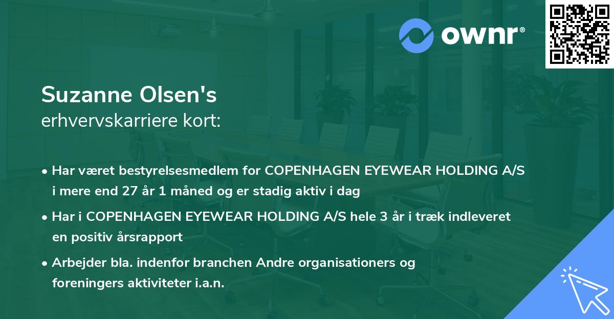 Suzanne Olsen's erhvervskarriere kort