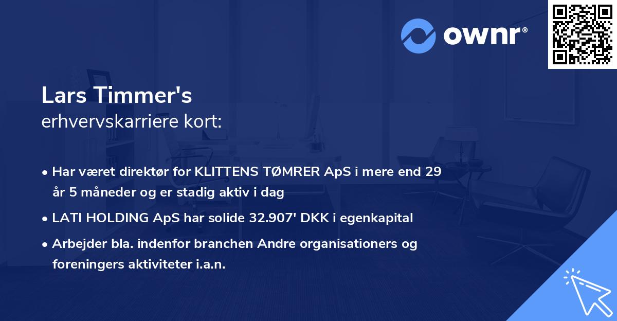Lars Timmer's erhvervskarriere kort