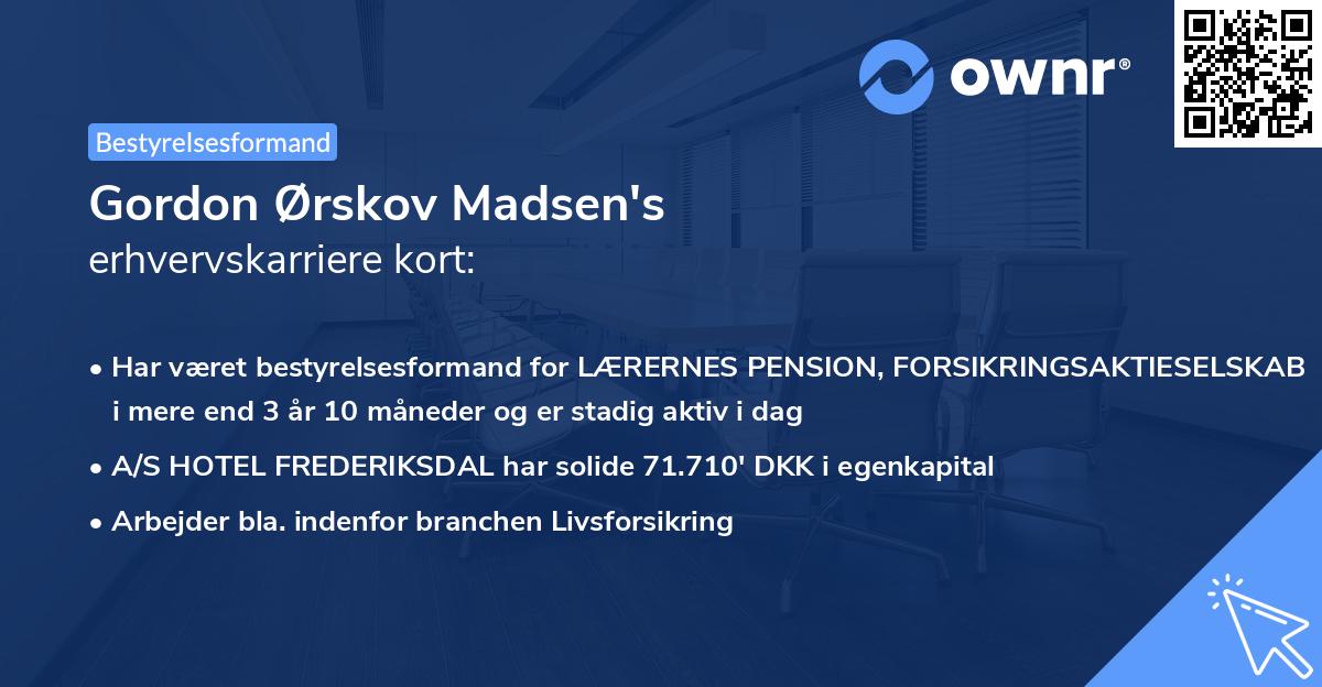 Gordon Ørskov Madsen's erhvervskarriere kort