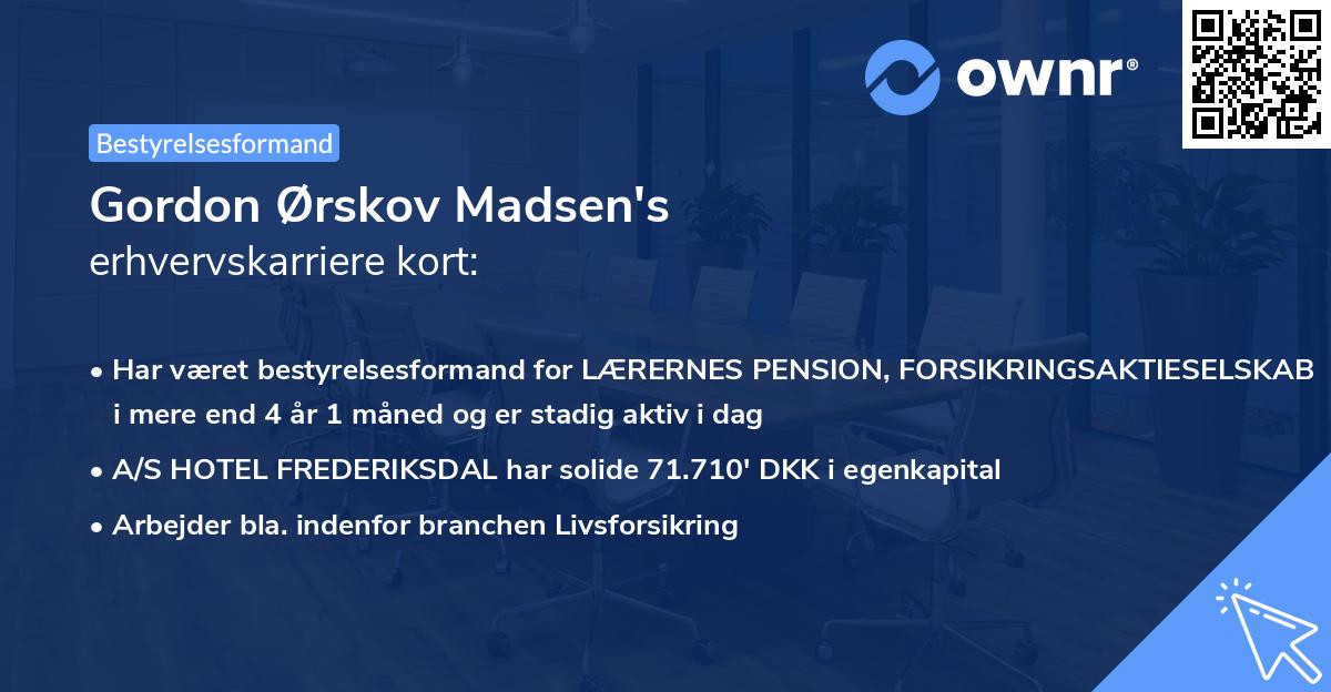 Gordon Ørskov Madsen's erhvervskarriere kort